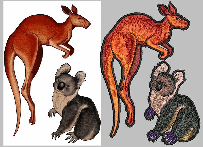 Animal embroidery-koala and  kangaroo