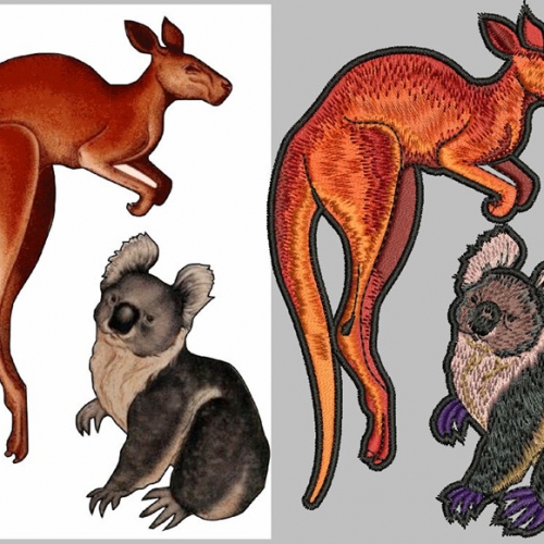 Animal embroidery-koala and  kangaroo