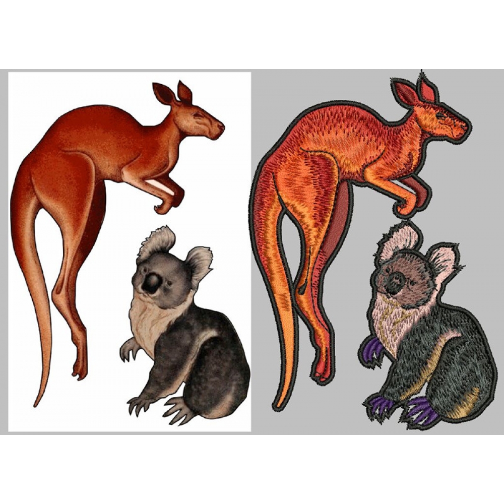 Animal embroidery-koala and  kangaroo