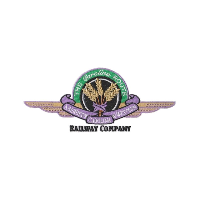 Aberdeen & Western Railway Company vintage winged emblem embroidery digitizing sample