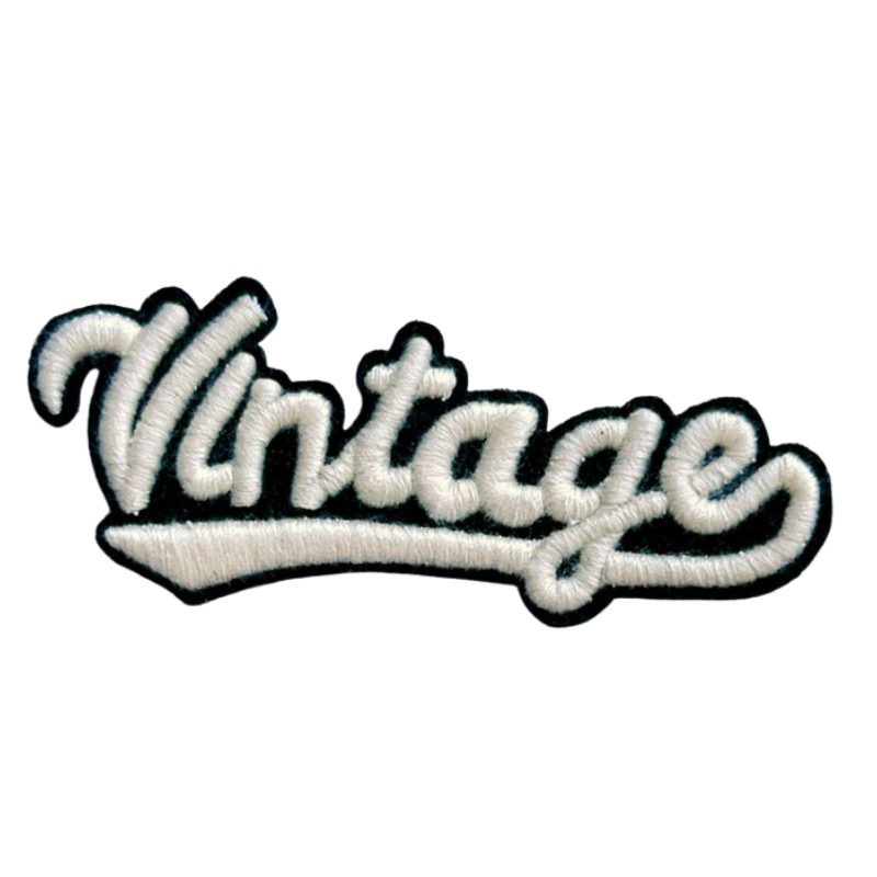Custom Patches 3D puff embroidered vintage patch with black border and white stitching
