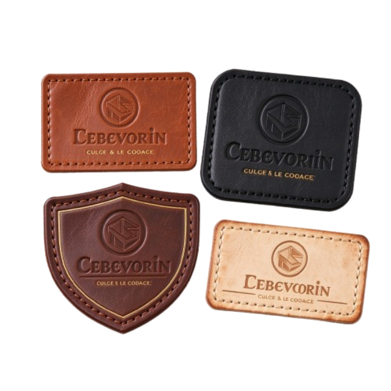 Custom Patches Custom embossed leather patches in assorted shapes and colors