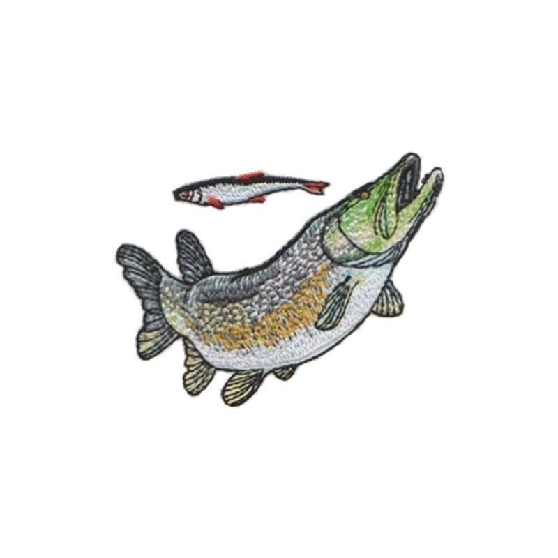 Home Realistic bass fish jacket back embroidery digitizing sample