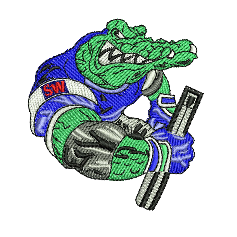 Home Sports mascot crocodile embroidery digitizing process